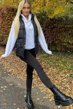 Rebellious Fashion Black Detachable Hood Puffer Gilet - Emisha