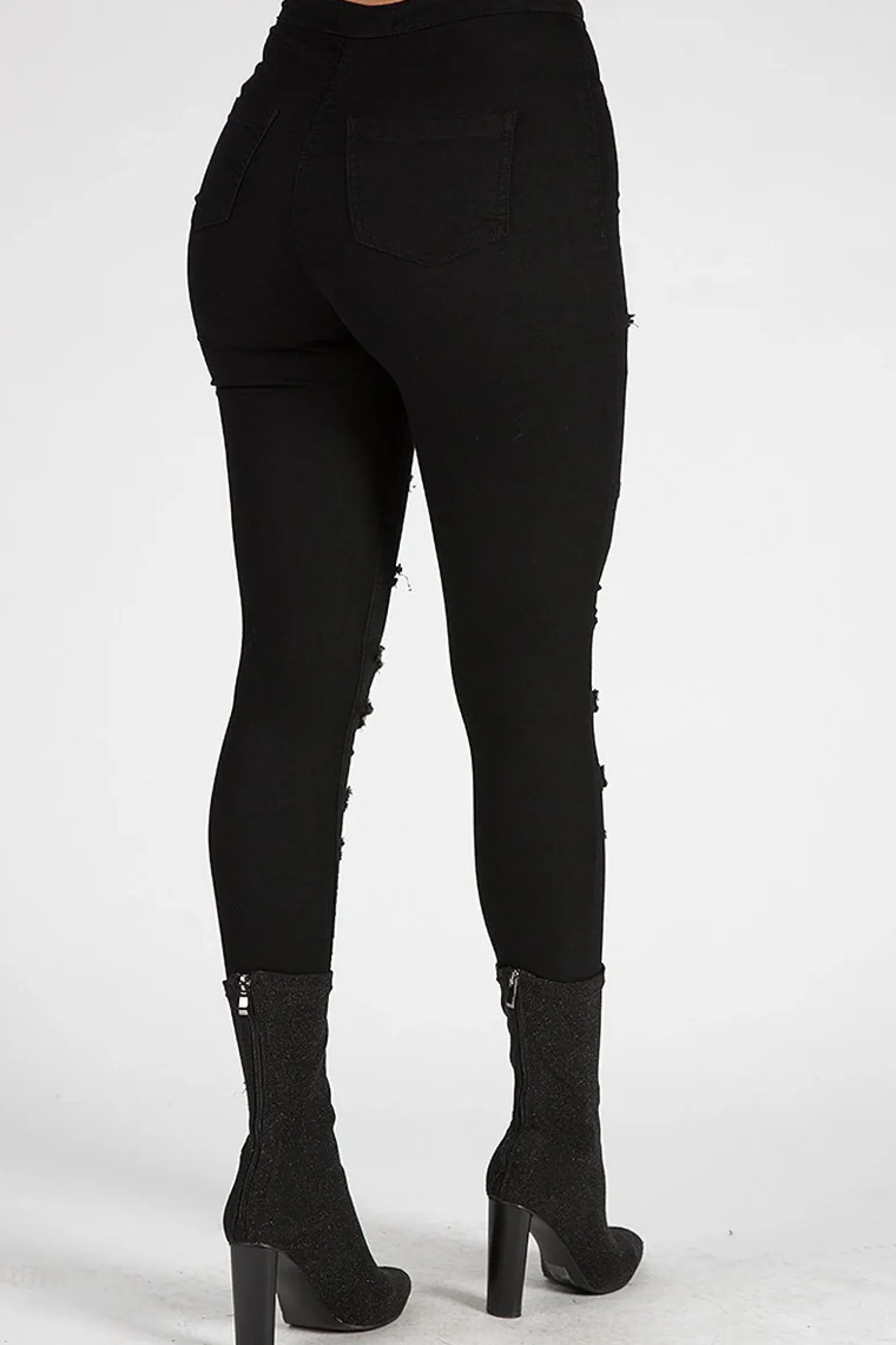 Rebellious Fashion Black Distressed High Waisted Skinny Jeans - Jasmine