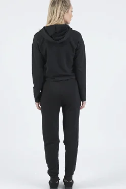 Rebellious Fashion Black Distressed Hoodie Tracksuit - Mollie