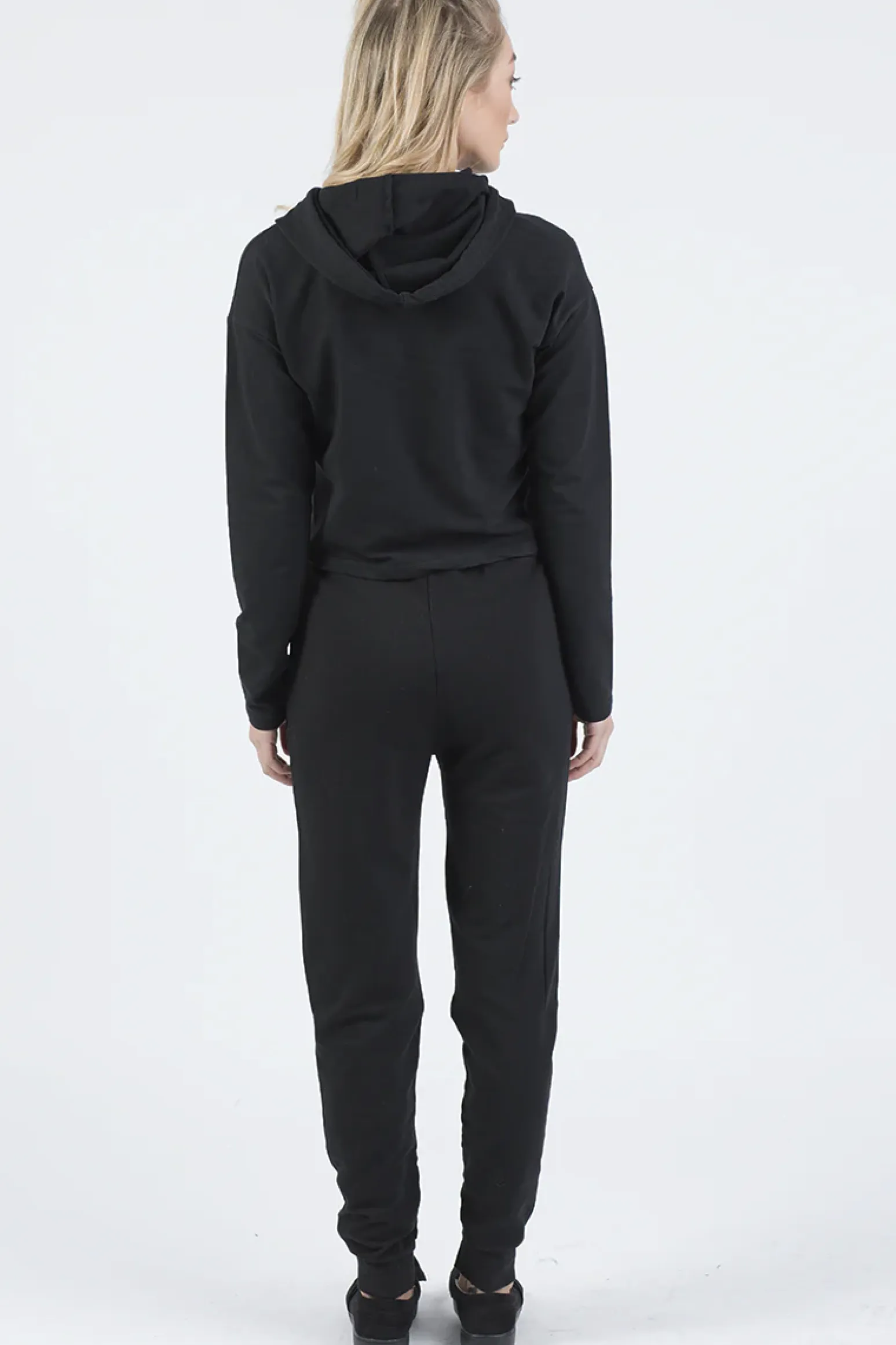 Rebellious Fashion Black Distressed Hoodie Tracksuit - Mollie