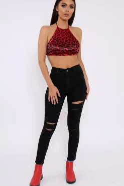 Rebellious Fashion Black Distressed Stretch Skinny Jeans - Fynley