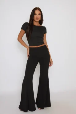 Rebellious Fashion Black Drape Open Back Top - Nicola