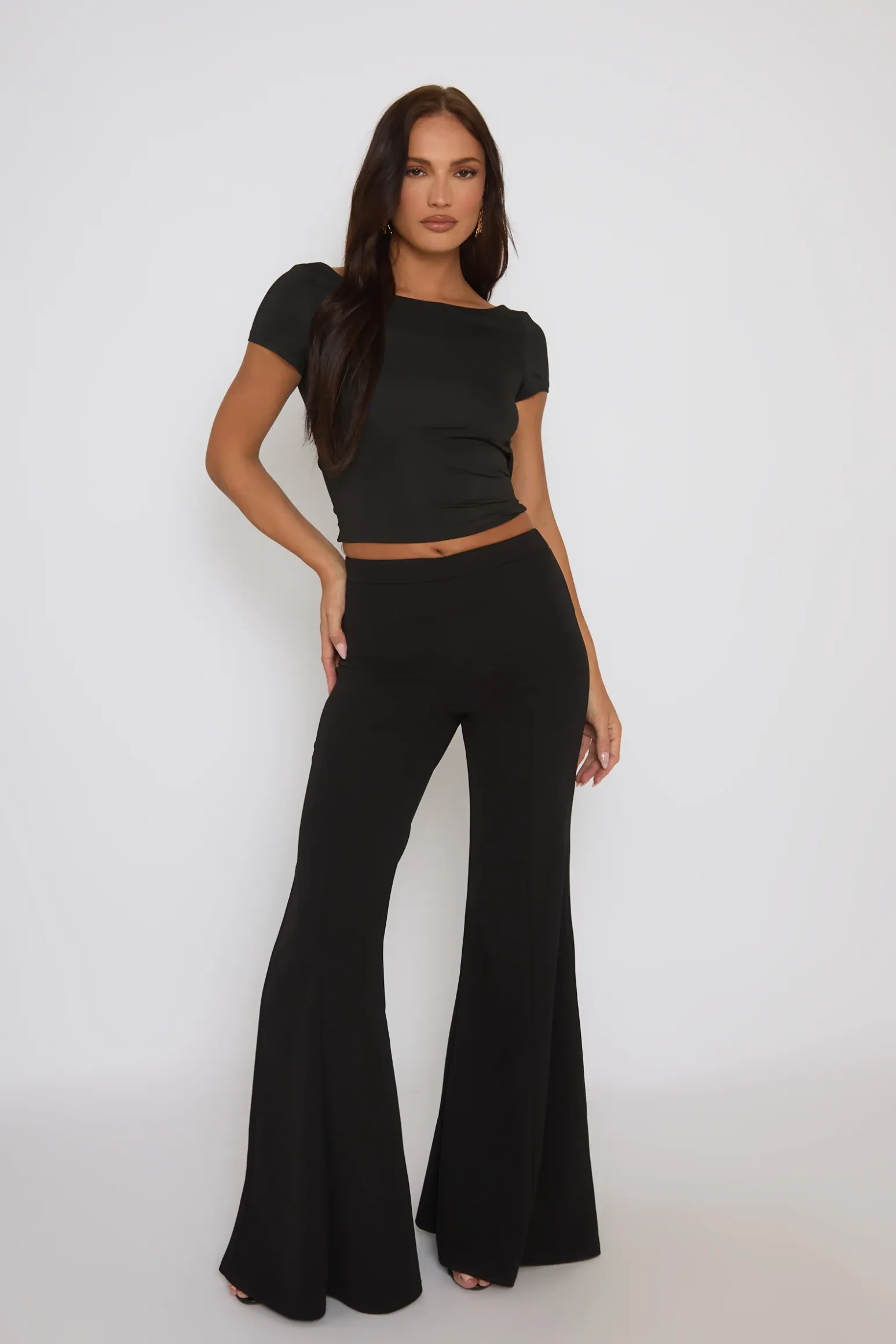 Rebellious Fashion Black Drape Open Back Top - Nicola