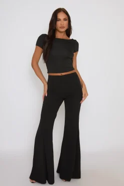 Rebellious Fashion Black Drape Open Back Top - Nicola