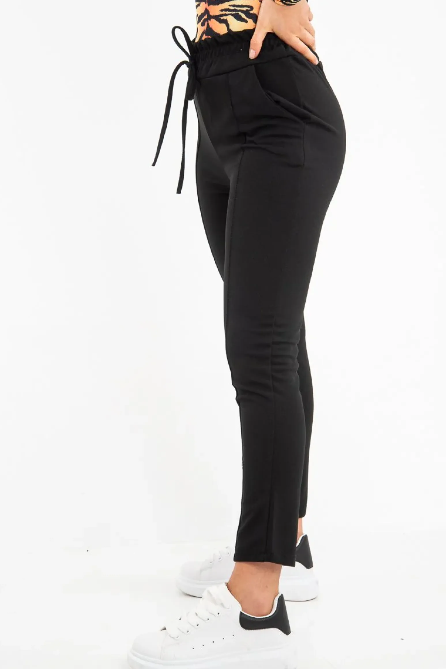 Rebellious Fashion Black Drawstring Seam Front Tailored Joggers - Lissie