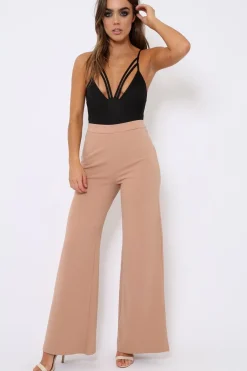 Rebellious Fashion Black Dual Strap Bodysuit - Alisha