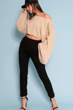 Rebellious Fashion Black Elasticated Waist Joggers - Trina