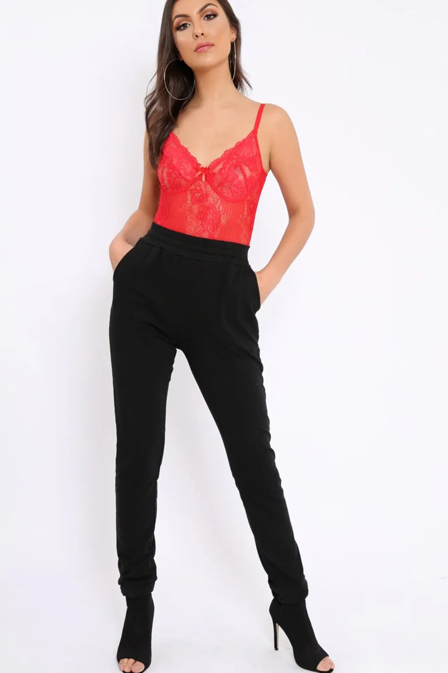 Rebellious Fashion Black Elasticated Waist Joggers - Trina