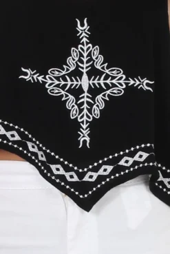 Rebellious Fashion Black Embroidered Crop Top - Wren