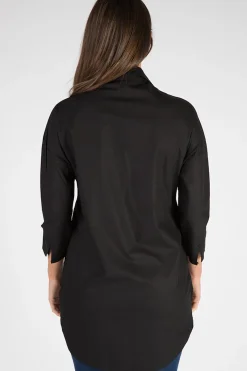 Rebellious Fashion Black Embroidered Oversized Shirt - Kate