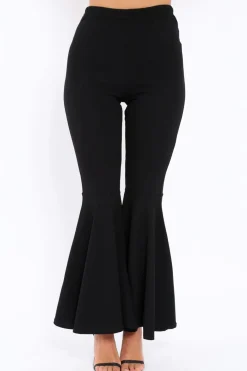 Rebellious Fashion Black Extreme Flare Trousers - Becki