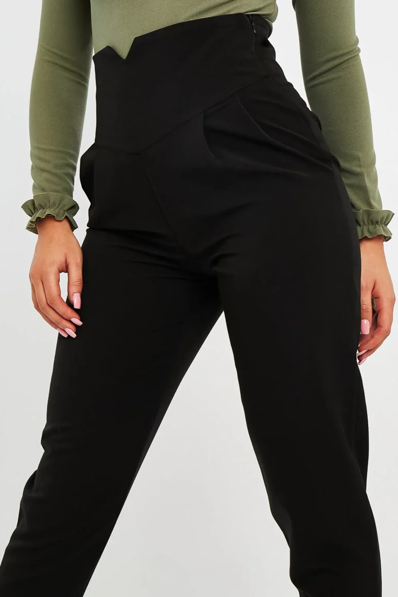 Rebellious Fashion Black Extreme High Waist Tailored Trousers - Yaz