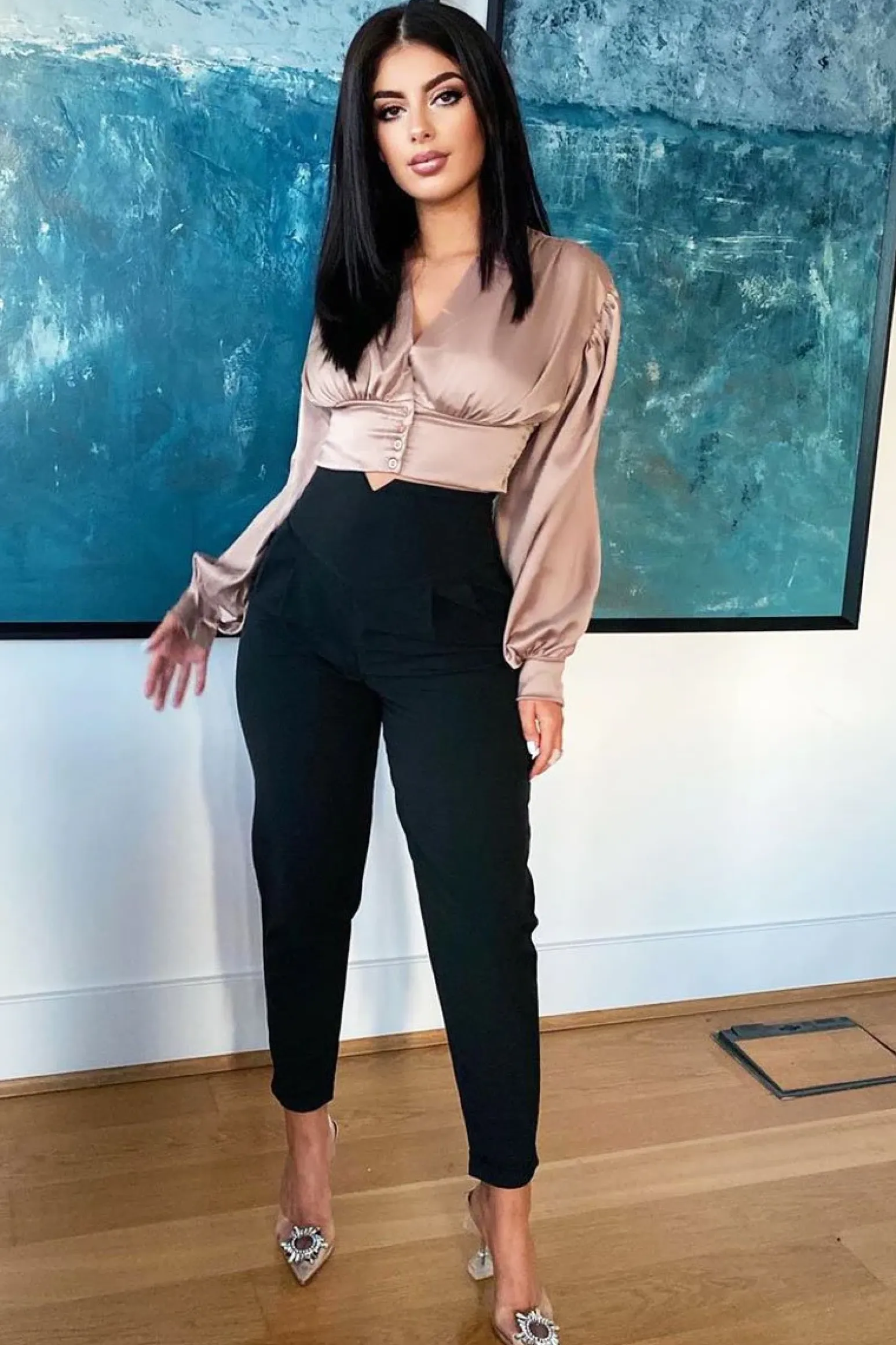 Rebellious Fashion Black Extreme High Waist Tailored Trousers - Yaz