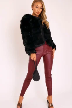 Rebellious Fashion Black Faux Fur Jacket - Estelle