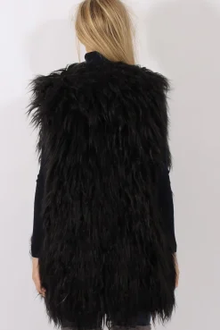 Rebellious Fashion Black Faux Fur Shaggy Gilet - Liberty