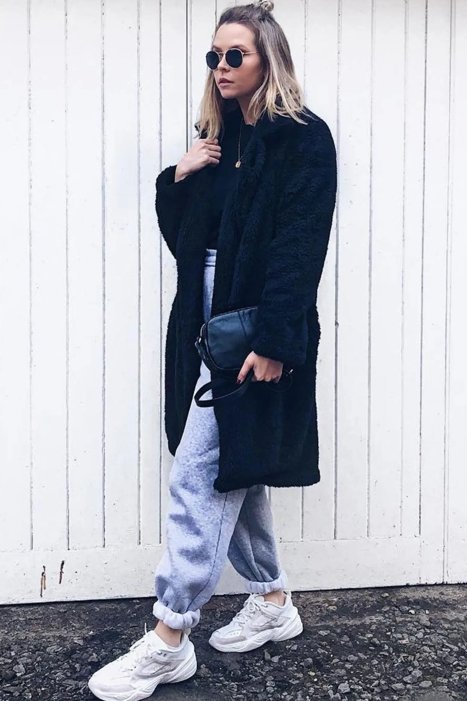 Rebellious Fashion Black Faux Fur Teddy Coat - Reegan