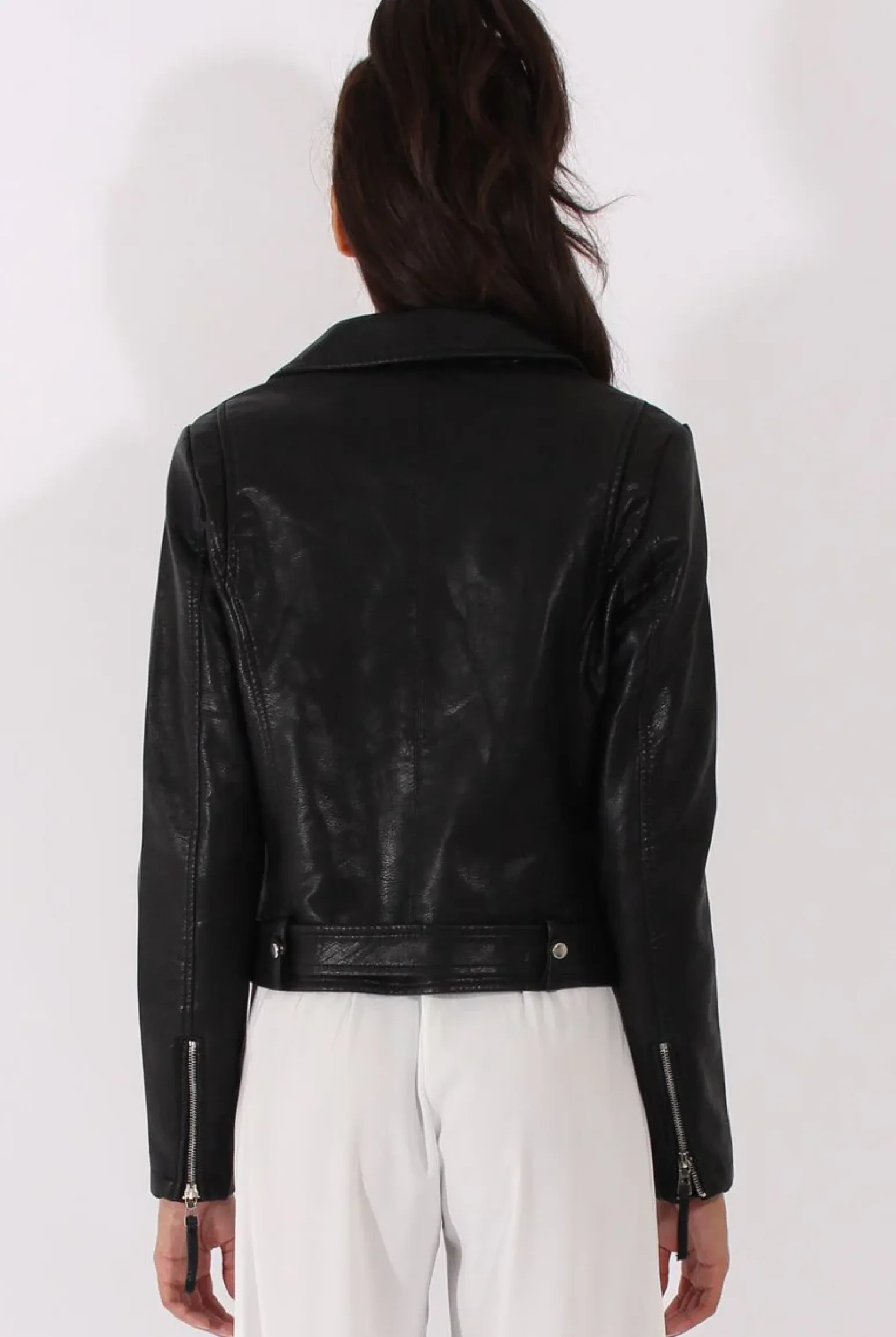 Rebellious Fashion Black Faux Leather Biker Jacket - Dallas