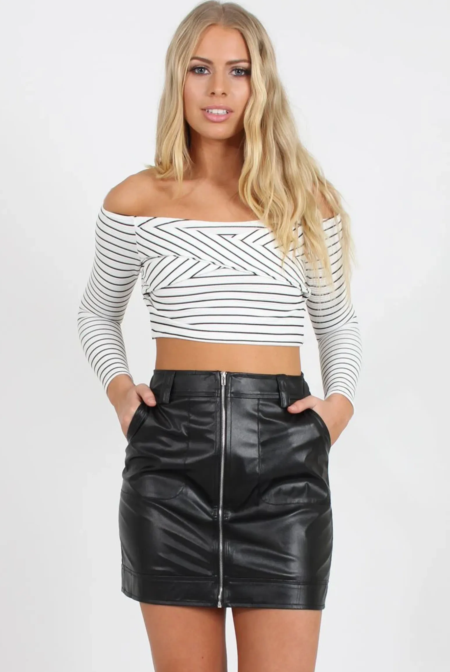 Rebellious Fashion Black Faux Leather Mini Skirt - Paige