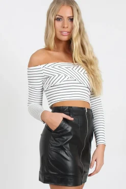 Rebellious Fashion Black Faux Leather Mini Skirt - Paige
