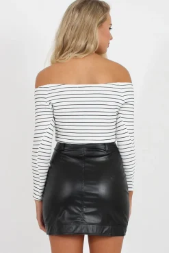Rebellious Fashion Black Faux Leather Mini Skirt - Paige