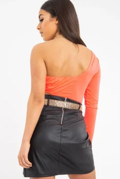 Rebellious Fashion Black Faux Leather Wrap Front Mini Skirt - Ivyanna