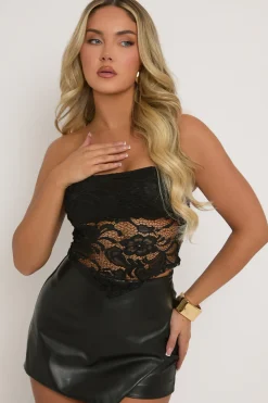 Rebellious Fashion Black Faux Leather Wrap Skort - Julianne