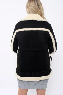 Rebellious Fashion Black Faux Shearling Coat - Scarlett