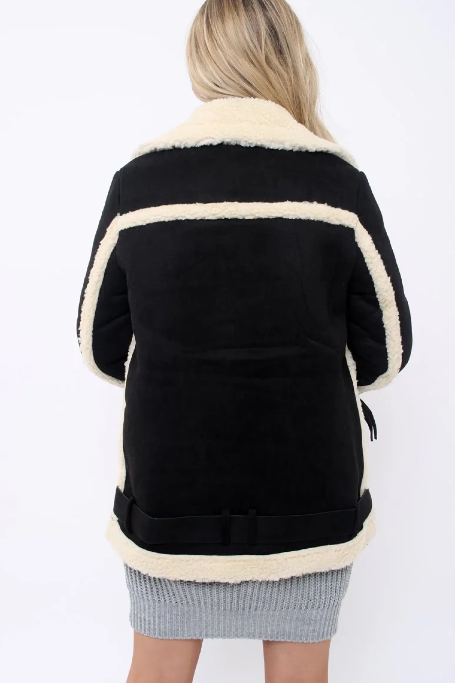 Rebellious Fashion Black Faux Shearling Coat - Scarlett