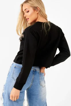 Rebellious Fashion Black Feather Chevron Sweatshirt - Maysen