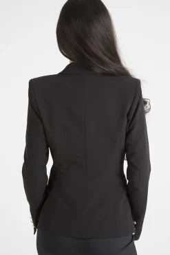 Rebellious Fashion Black Fitted Gold Button Blazer - Mei