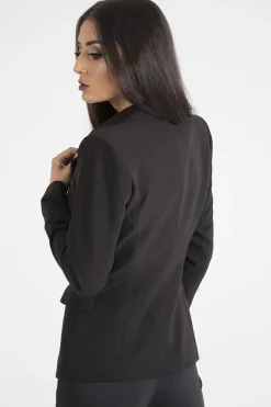 Rebellious Fashion Black Fitted Gold Button Blazer - Mei