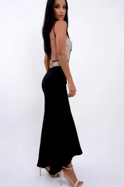 Rebellious Fashion Black Flare Dip Hem Trousers - Fraya
