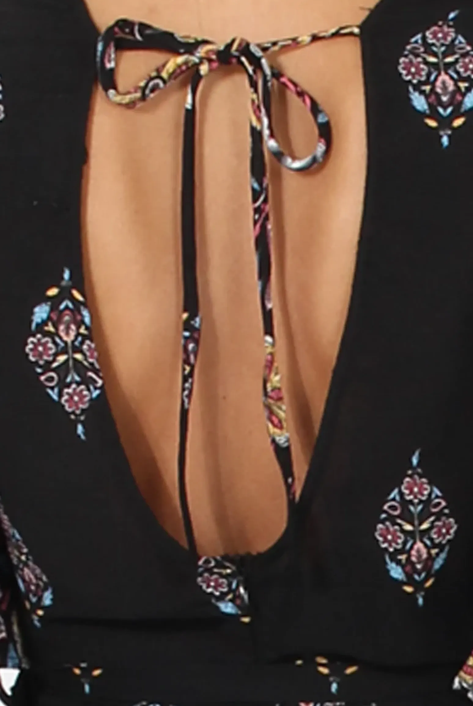 Rebellious Fashion Black Floral Border Print Playsuit - Shauna