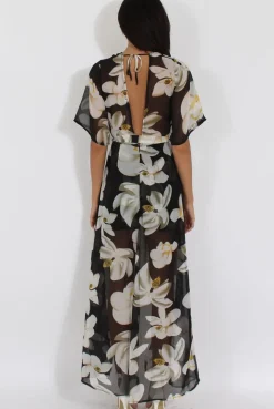 Rebellious Fashion Black Floral Dip Hem Playsuit - Caprice