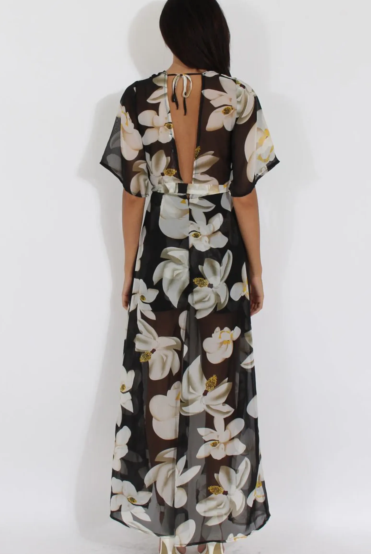 Rebellious Fashion Black Floral Dip Hem Playsuit - Caprice