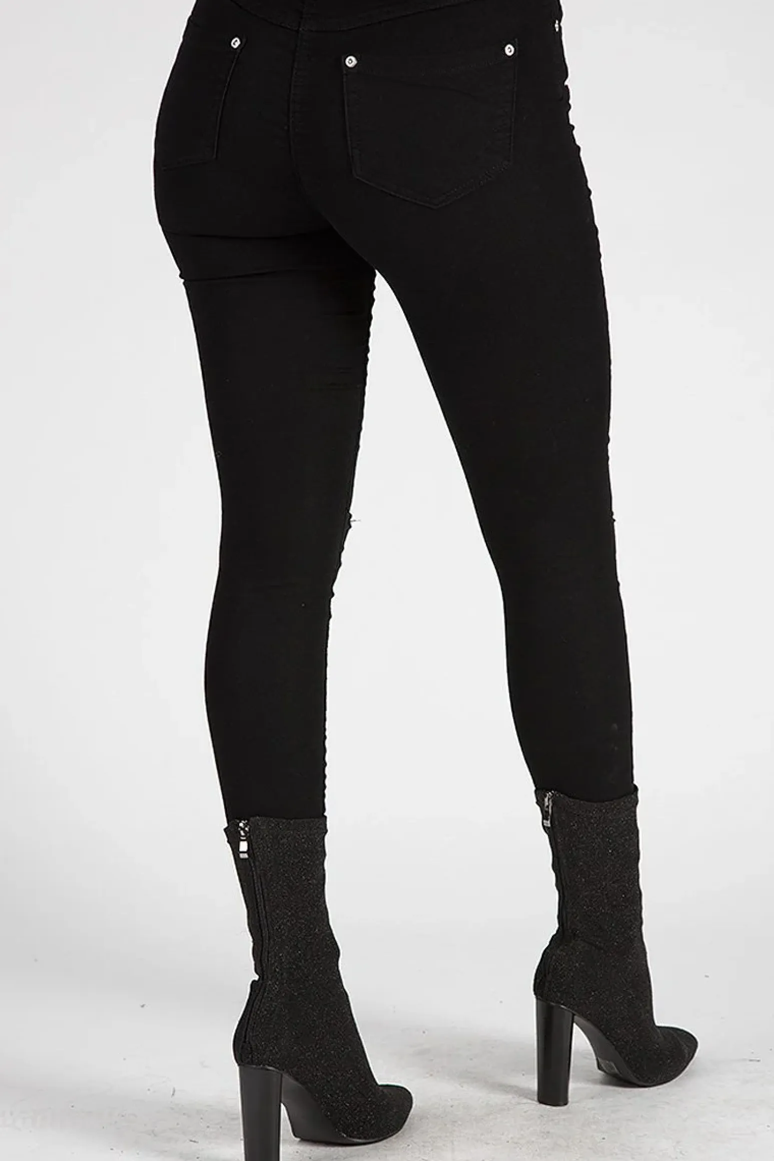 Rebellious Fashion Black Floral Embroidered Ripped Skinny Jeans - Ariel