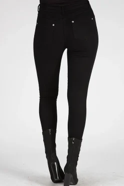 Rebellious Fashion Black Floral Embroidered Ripped Skinny Jeans - Ariel