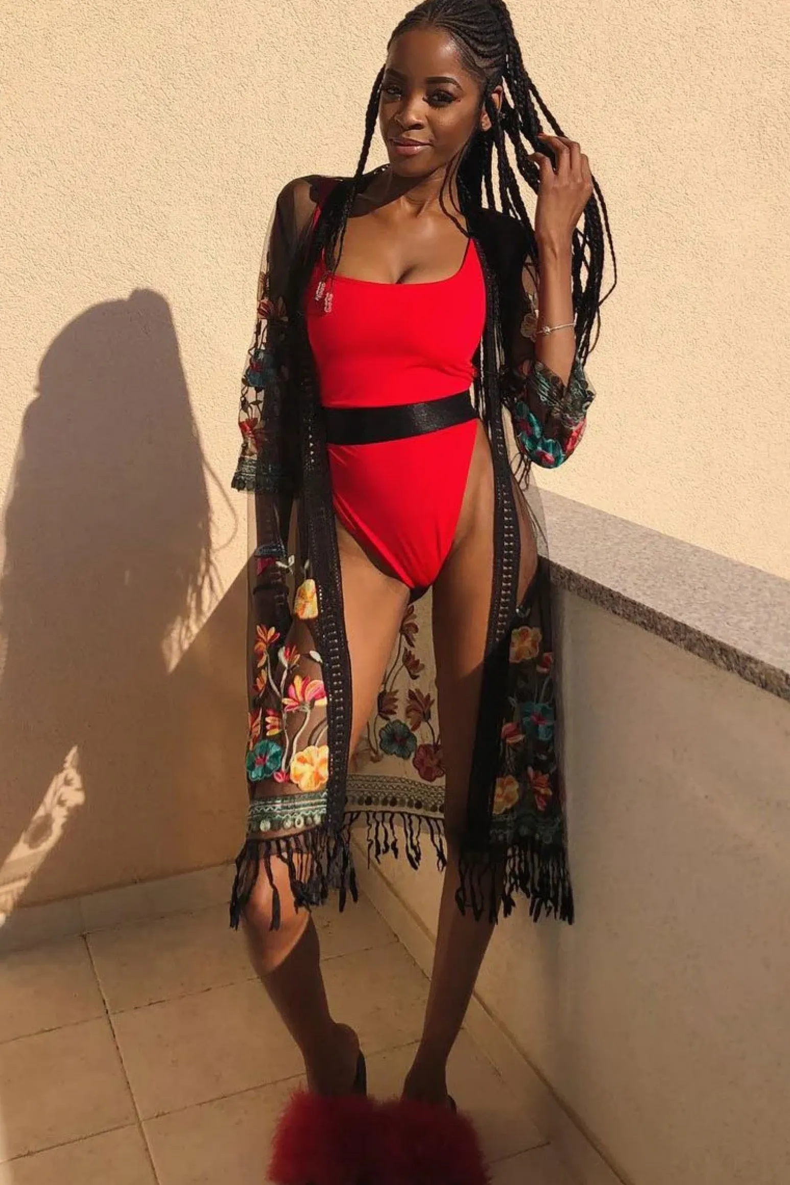 Rebellious Fashion Black Floral Sheer Tassel Trim kimono - Jaxon