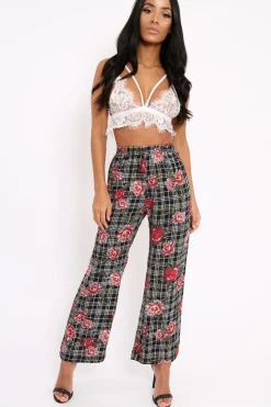 Rebellious Fashion Black Floral Trousers - Vicy
