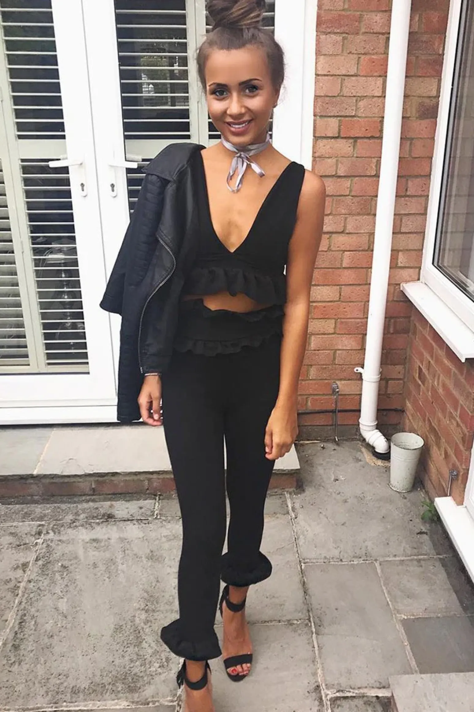 Rebellious Fashion Black Frill Hem Crop Top - Keya