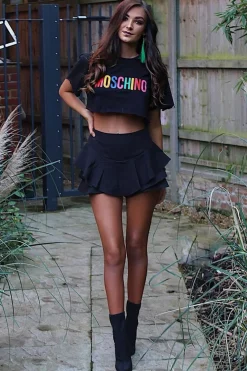 Rebellious Fashion Black Frill High Waisted Shorts - Claudelle