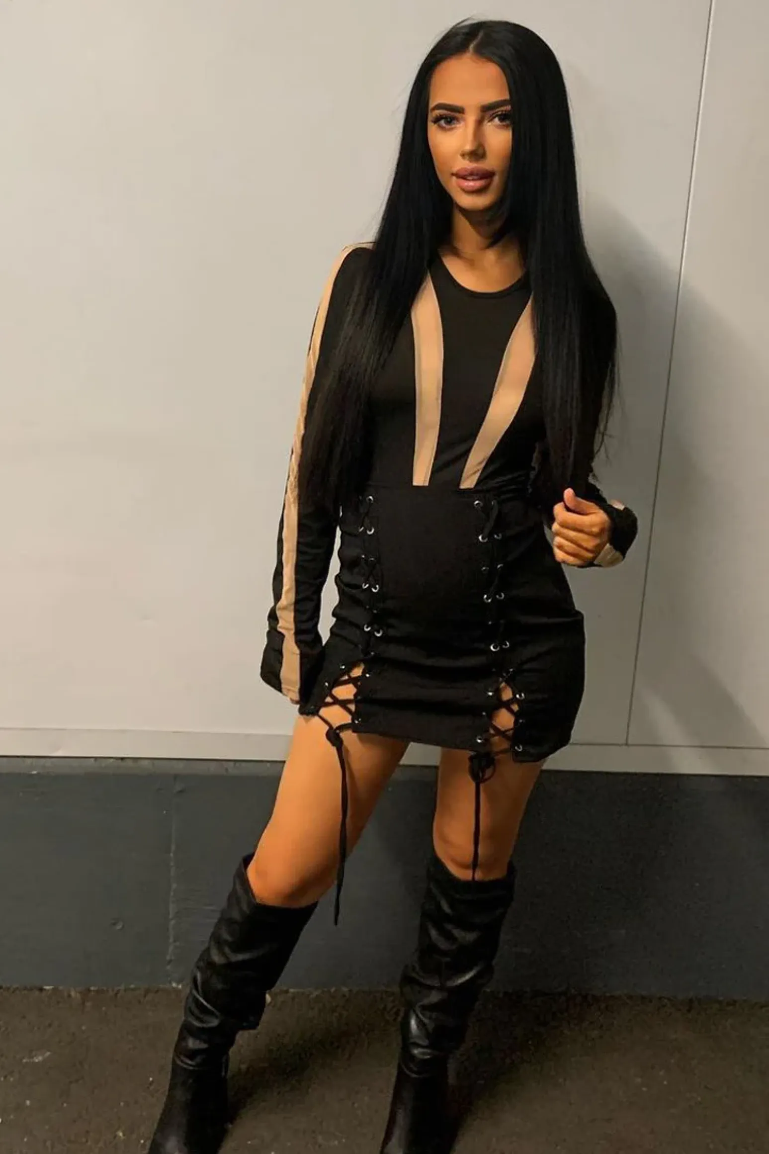 Rebellious Fashion Black Front Lace Up Mini Skirt - Adeleen