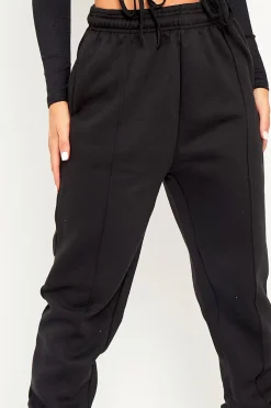 Rebellious Fashion Black Front Piping Joggers - Jordyn
