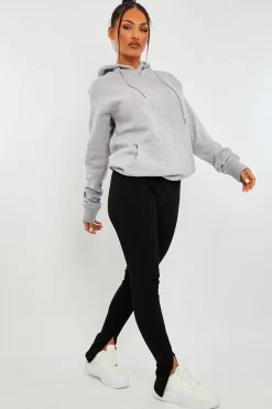 Rebellious Fashion Black Front Split Leggings - Polly