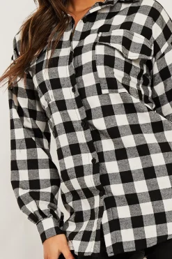 Rebellious Fashion Black Gingham Check Oversized Shirt - Gizel