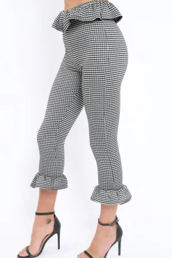Rebellious Fashion Black Gingham Frill Hem Trousers - Marianne