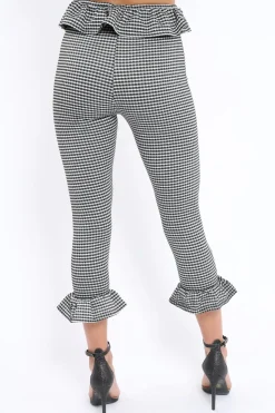 Rebellious Fashion Black Gingham Frill Hem Trousers - Marianne