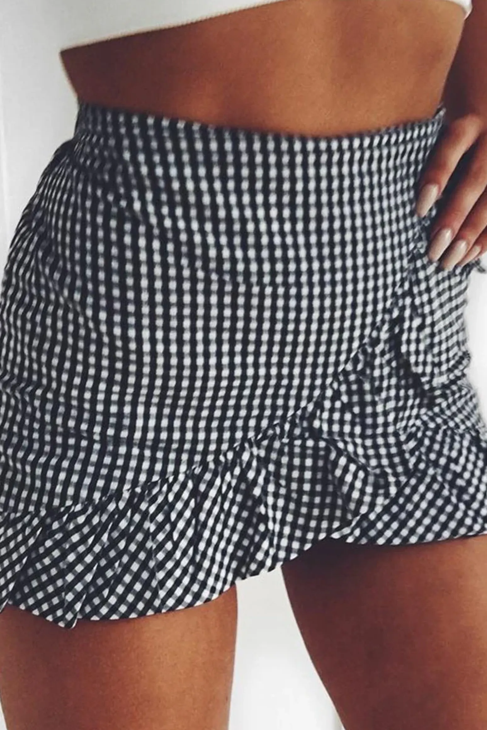 Rebellious Fashion Black Gingham Ruffle Skort - Becci
