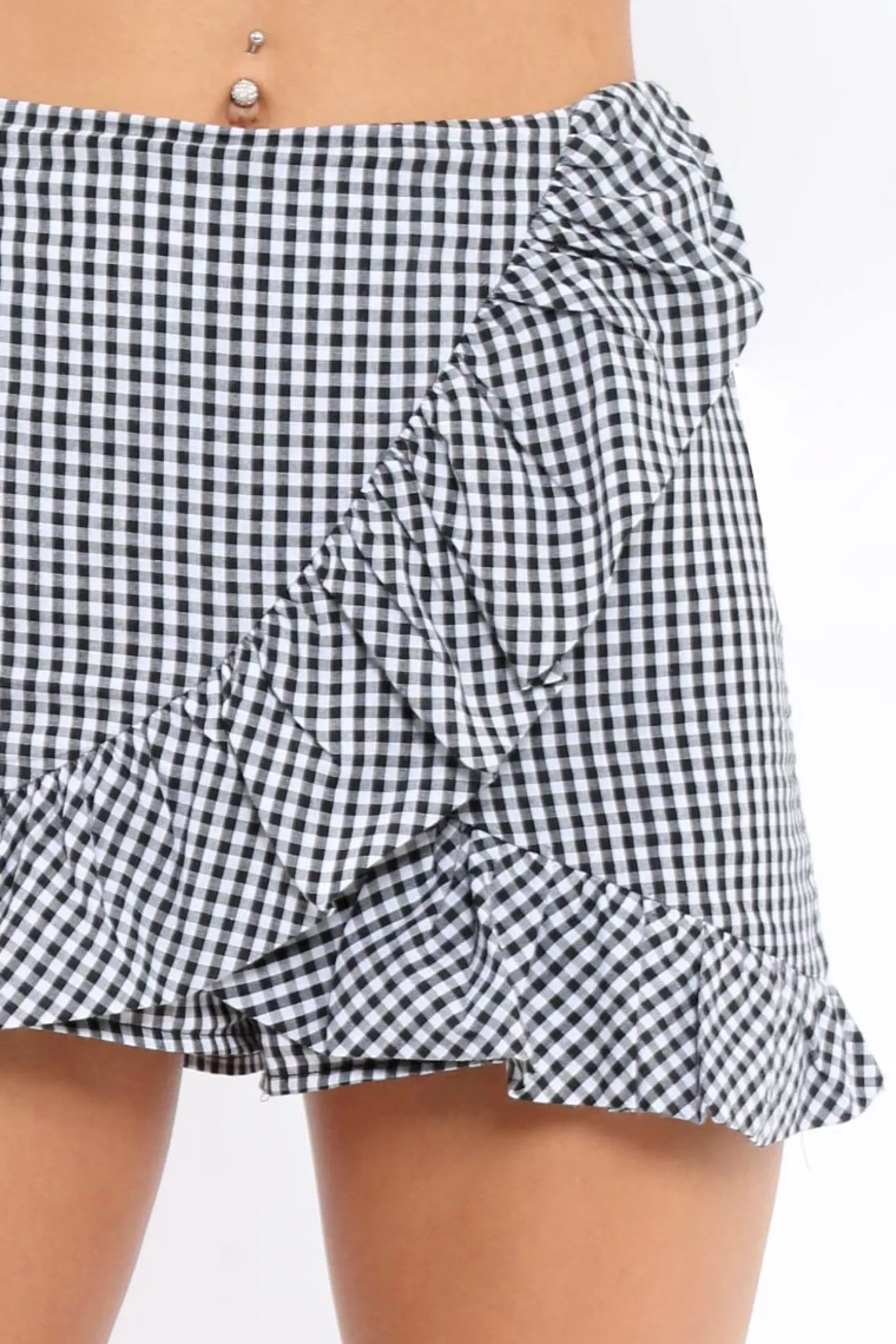 Rebellious Fashion Black Gingham Ruffle Skort - Becci