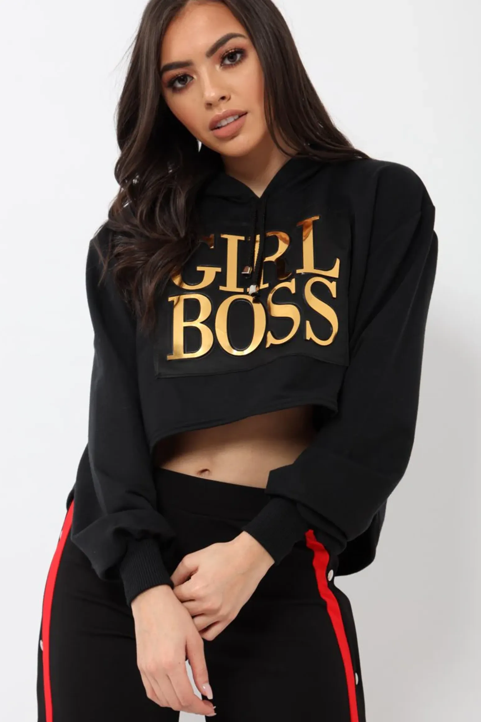 Rebellious Fashion Black Girl Boss Cropped Hoodie - Kelsy